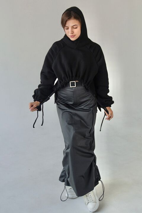 Black hoodie from a footer with fleece