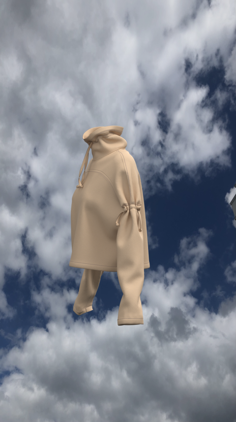 Sweatshirt from three-thread with fleece color beige powder