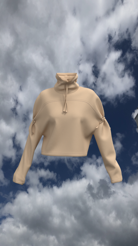 Sweatshirt from three-thread with fleece color beige powder