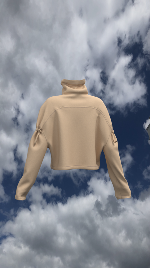 Sweatshirt from three-thread with fleece color beige powder