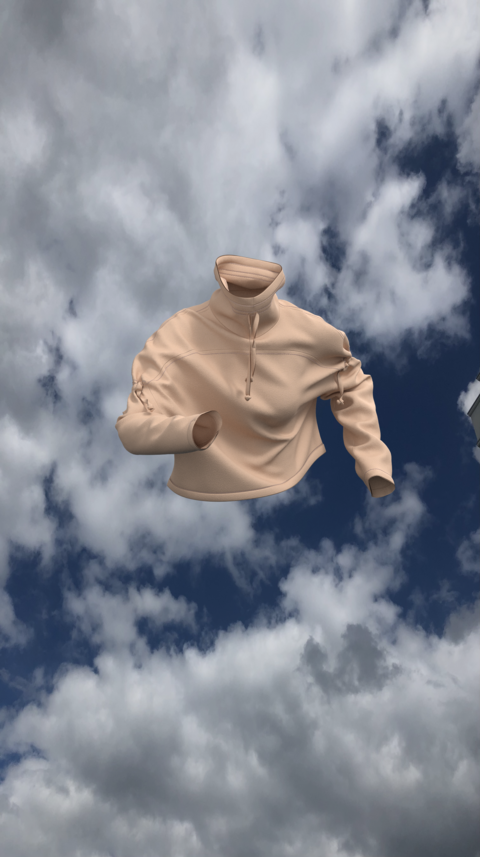 Sweatshirt from three-thread with fleece color beige powder