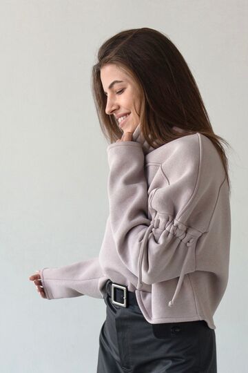Sweatshirt from three-thread with fleece color beige powder