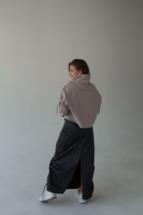Sweatshirt from three-thread with fleece color beige powder