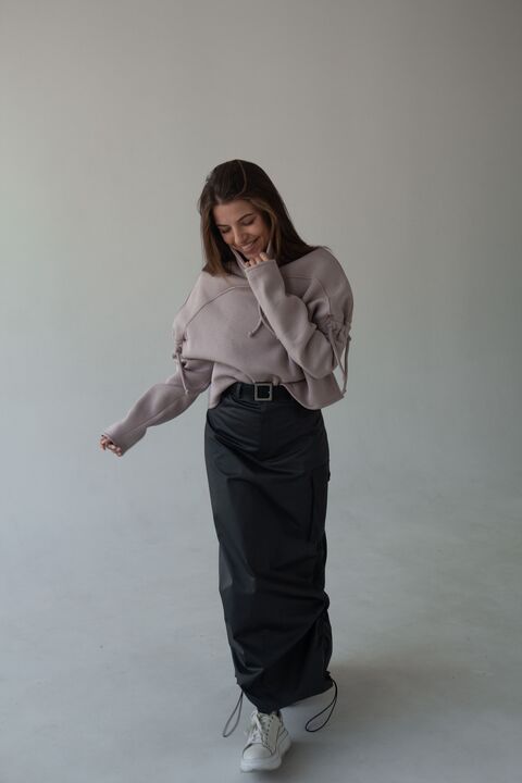 Sweatshirt from three-thread with fleece color beige powder