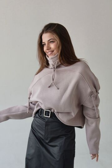 Sweatshirt from three-thread with fleece color beige powder