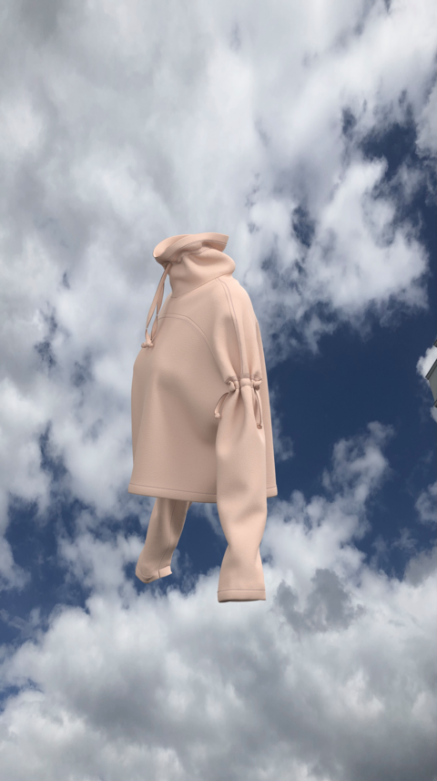Sweatshirt from three-thread with fleece color pink powder