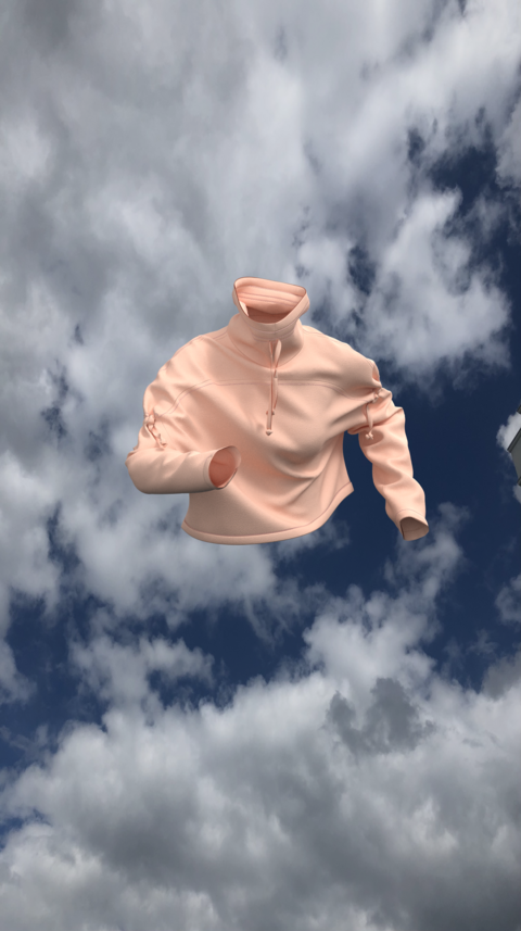 Sweatshirt from three-thread with fleece color pink powder