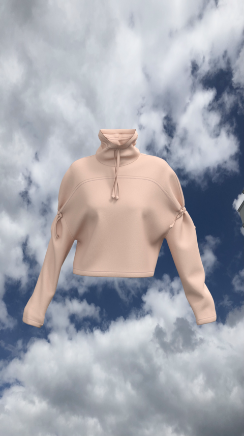 Sweatshirt from three-thread with fleece color pink powder