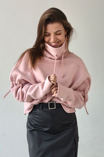 Sweatshirt from three-thread with fleece color pink powder