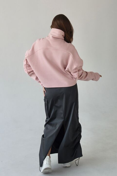Sweatshirt from three-thread with fleece color pink powder