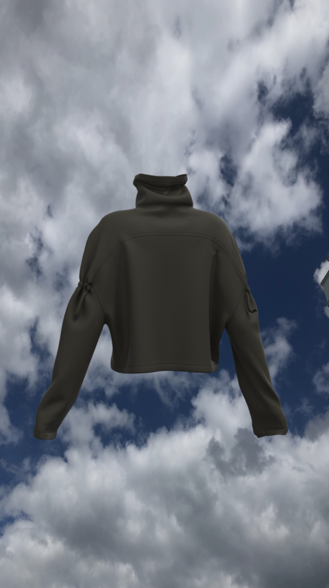 Black sweatshirt from three-thread with fleece