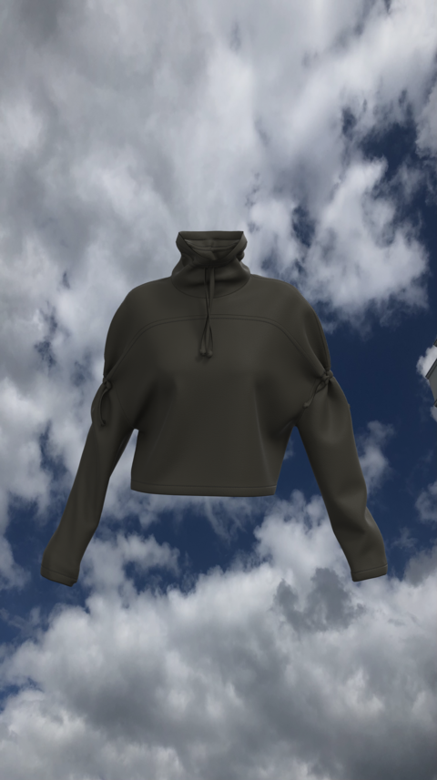 Black sweatshirt from three-thread with fleece