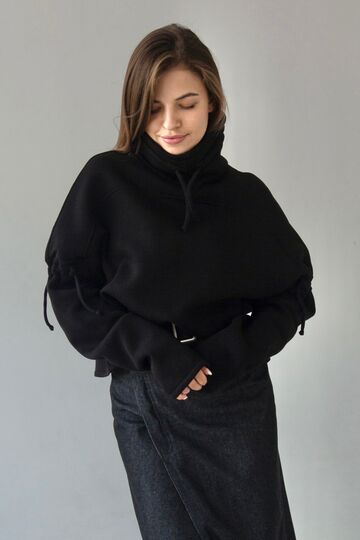 Black sweatshirt from three-thread with fleece