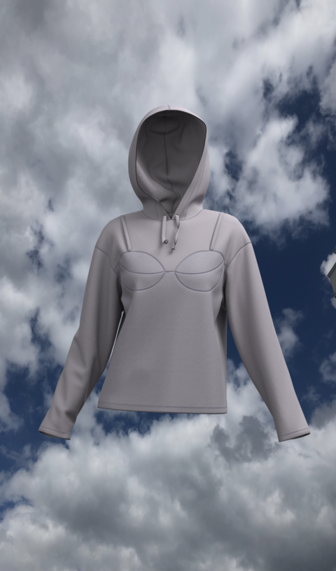 Lilac gray hoodie from three-thread with fleece "6"
