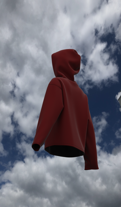red hoodie from three-thread with fleece "6"