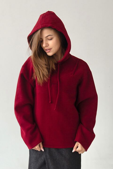 red hoodie from three-thread with fleece "6"