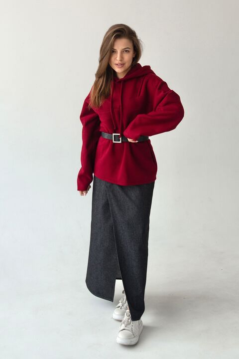red hoodie from three-thread with fleece "6"