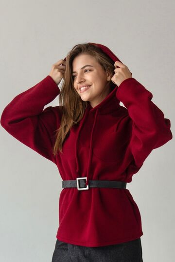 red hoodie from three-thread with fleece "6"