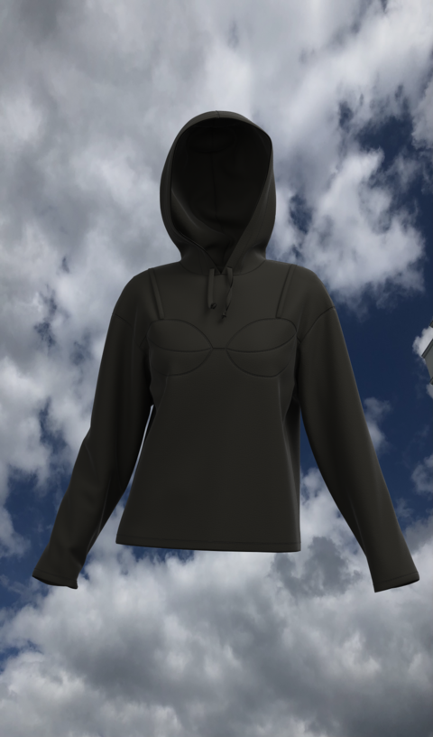 Black hoodie from three-thread with fleece "6"