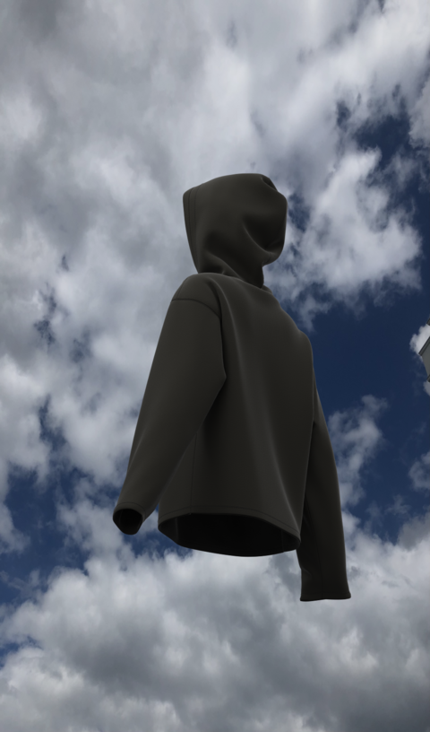 Black hoodie from three-thread with fleece "6"