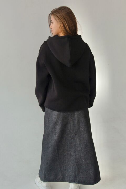 Black hoodie from three-thread with fleece "6"