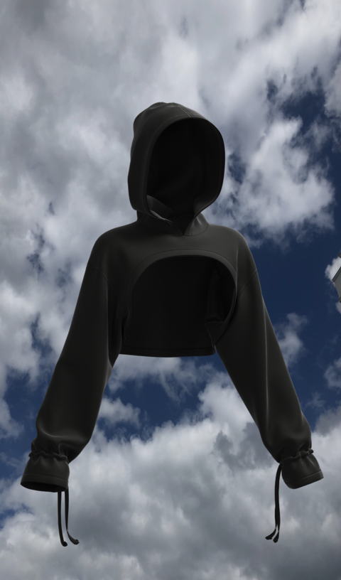 Black hoodie-sleeves from a three-thread with fleece