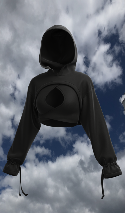 Black hoodie-sleeves from a three-thread with fleece