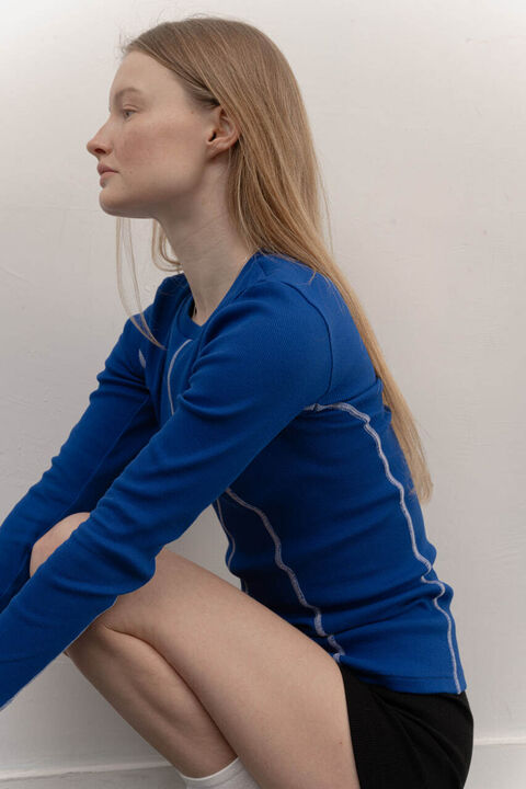 Лонгслів Basic кольору електрик