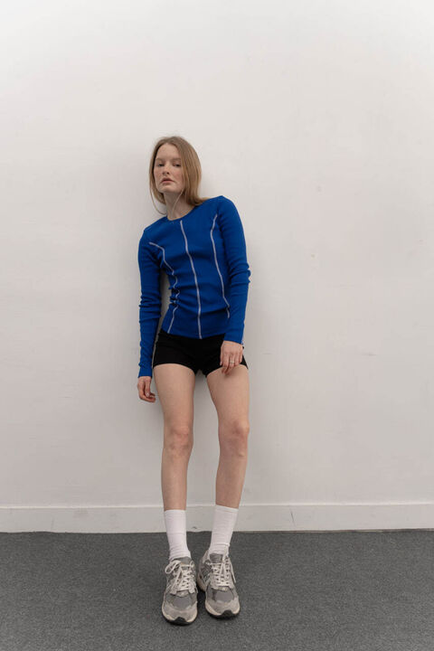 Лонгслів Basic кольору електрик