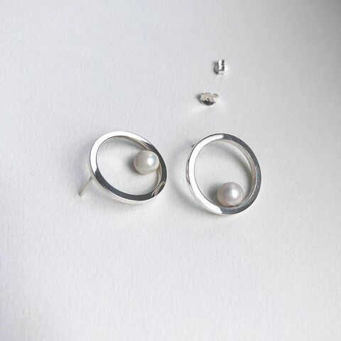 Сережки Коло з перлиною