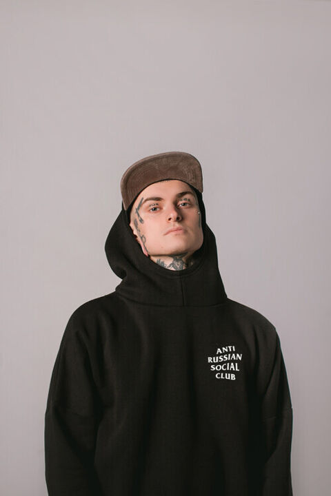Black oversized hoodie ARSC with white logo