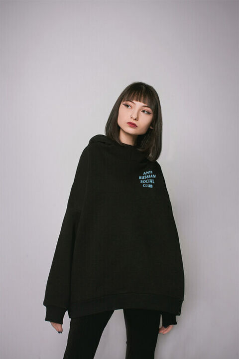 Black oversized hoodie ARSC with blue logo