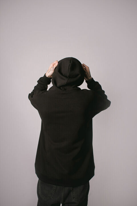Black oversized hoodie ARSC with blue logo