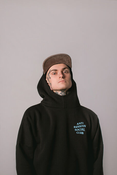 Black oversized hoodie ARSC with blue logo