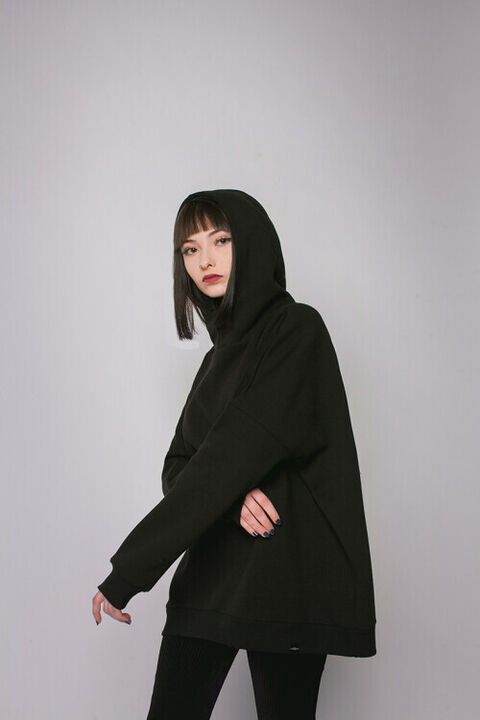 Black oversized hoodie ARSC with blue logo