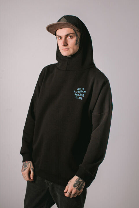 Black oversized hoodie ARSC with blue logo
