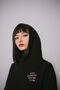 Black oversized hoodie ARSC with lilac logo