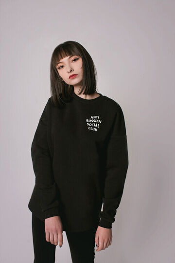 Черный оверсайз свитшот ARSC с белым лого