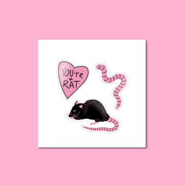 A set of three three-dimensional stickers Rat