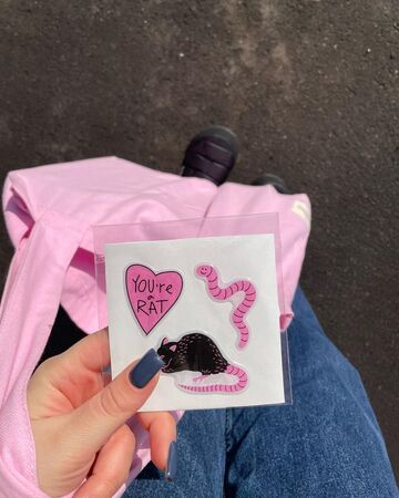 A set of three three-dimensional stickers Rat