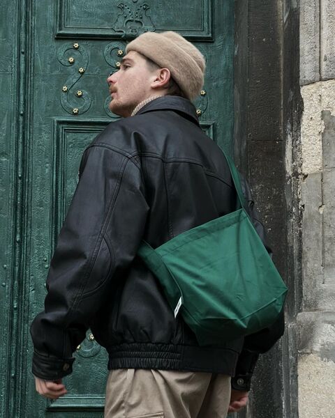 Зеленый шоппер с фиксированной ручкой