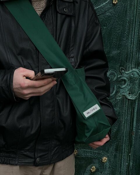 Зеленый шоппер с фиксированной ручкой