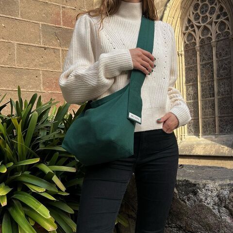 Зеленый шоппер с фиксированной ручкой