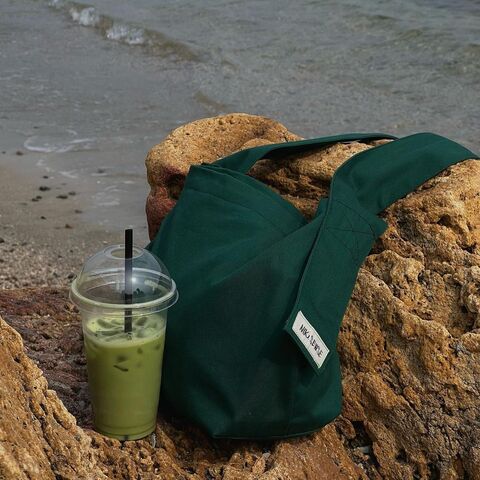 Зеленый шоппер с фиксированной ручкой