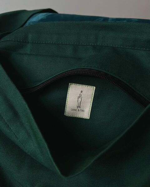 Зеленый шоппер с фиксированной ручкой