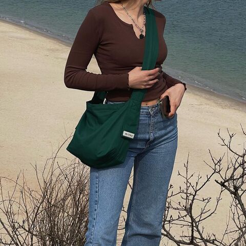 Зеленый шоппер с фиксированной ручкой