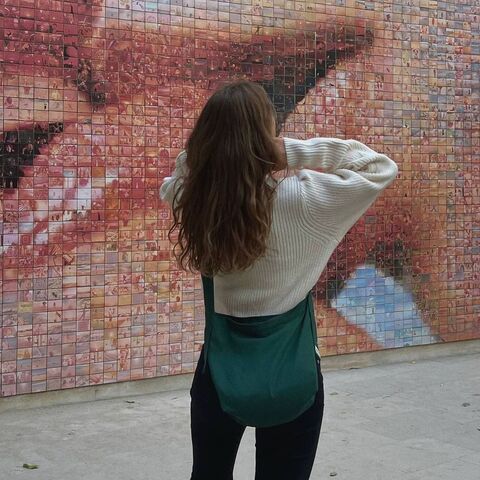 Зеленый шоппер с фиксированной ручкой