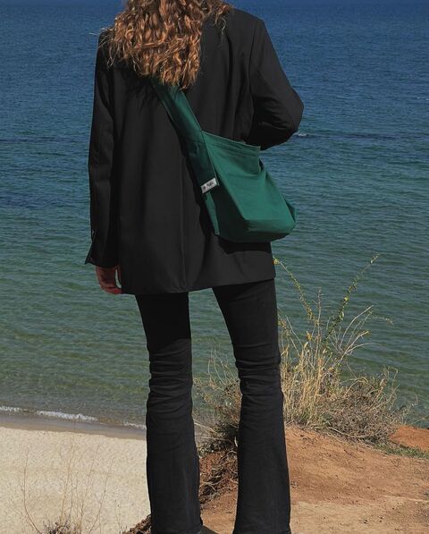 Зеленый шоппер с фиксированной ручкой