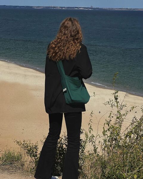 Зеленый шоппер с фиксированной ручкой