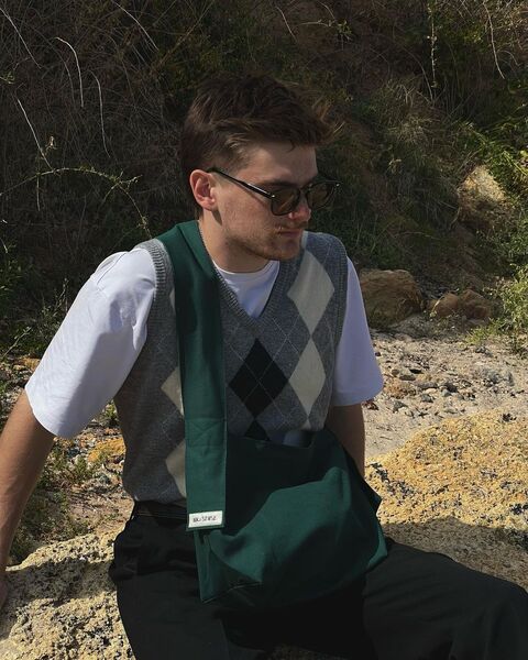 Зеленый шоппер с фиксированной ручкой